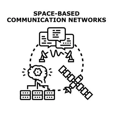 Global space communications network connecting people digitally Stock Illustration