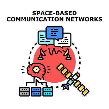 Global space communications network connecting people digitally Stock Illustration