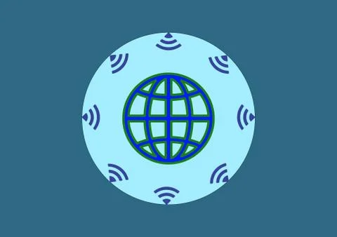 Global space system of transfer of boarding 5g wifi by satellites. Stock Illustration