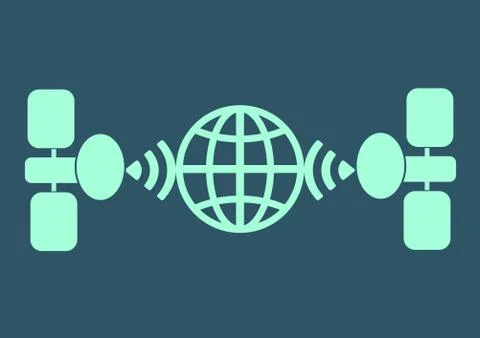 Global space system of transfer of boarding 5g wifi by satellites. Stock Illustration