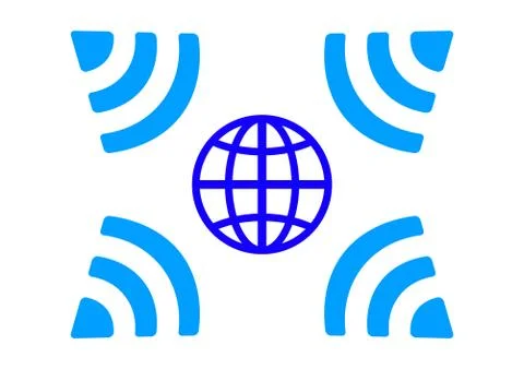 Global space system of transfer of boarding 5g wifi by satellites. Stock Illustration