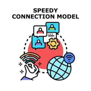 Global speedy connection model for networking and communication Stock Illustration