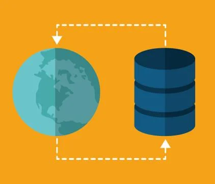 Global sphere data center web hosting. Vector graphic Stock Illustration