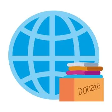 Global sphere with donate cloth inside box vector design Illustrazione stock