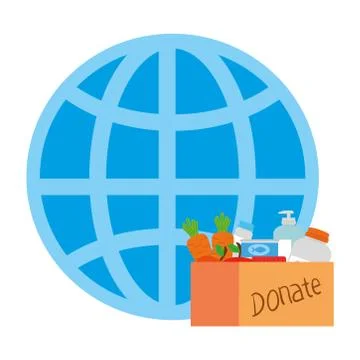 Global sphere with donate objects inside box vector design Illustrazione stock