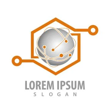Global Sphere hexagon logo concept design. Symbol graphic template element ve Stock Illustration