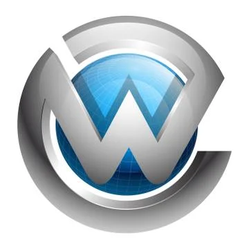 Global sphere initial letter W concept design. Symbol graphic template elemen Illustrazione stock