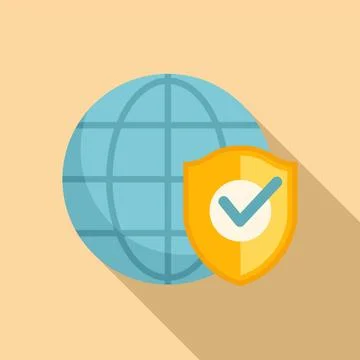 Global SSL certificate icon flat vector. Safe data Ilustración de archivo