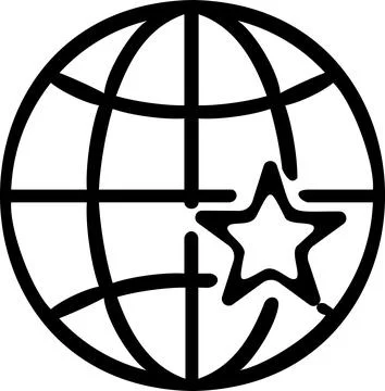 Global star network favorite site line icon Stock Illustration
