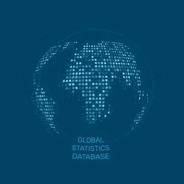 Global statistics database vector unusual dot earth vector illustration. Stock Illustration