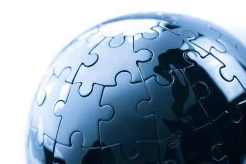 Global strategy  &amp; solution business concept, jigsaw puzzle Stock Photos