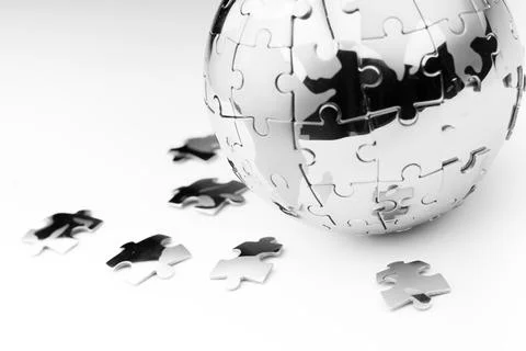 Global strategy &amp; solution business concept, jigsaw puzzle Stock Photos