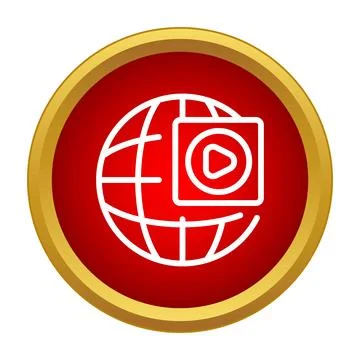 Global streaming media icon representing worldwide internet video content Stock Illustration