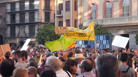Global strike for planet, people protesting during fridays for future. Video stock 116781965