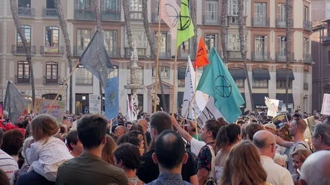 Global strike for planet, people protesting during fridays for future Video stock 116781967