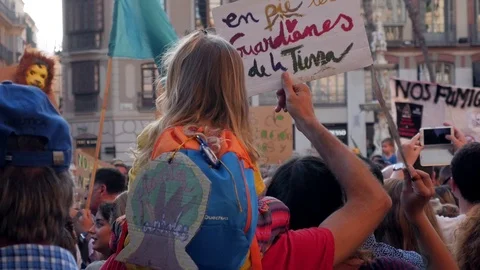 Global strike for planet, people protesting during fridays for future. Stock Footage 117017076