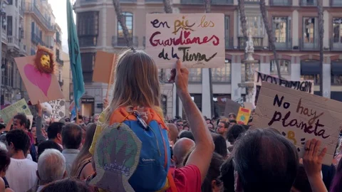 Global strike for planet, people protesting during fridays for future. Video stock 117018832