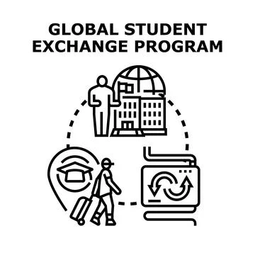 Global student exchange program concept illustration 库存插图