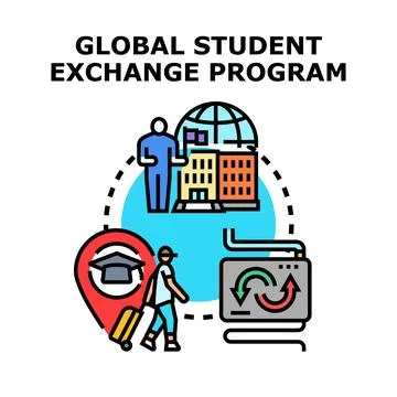 Global student exchange program concept illustration Stock Illustration