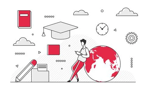 Global student learning education program Illustrazione stock