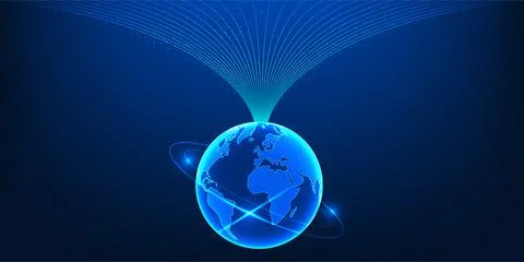 Global Submarine Cable Network Infrastructure, Undersea Internet Data Trans.. 스톡 일러스트