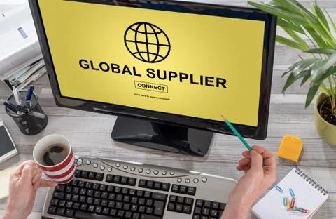 Global supplier concept on a computer Stock-Fotos