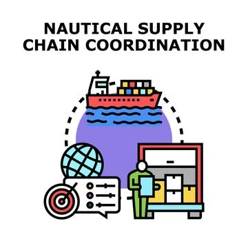 Global supply chain coordination process for freight logistics Stock Illustration