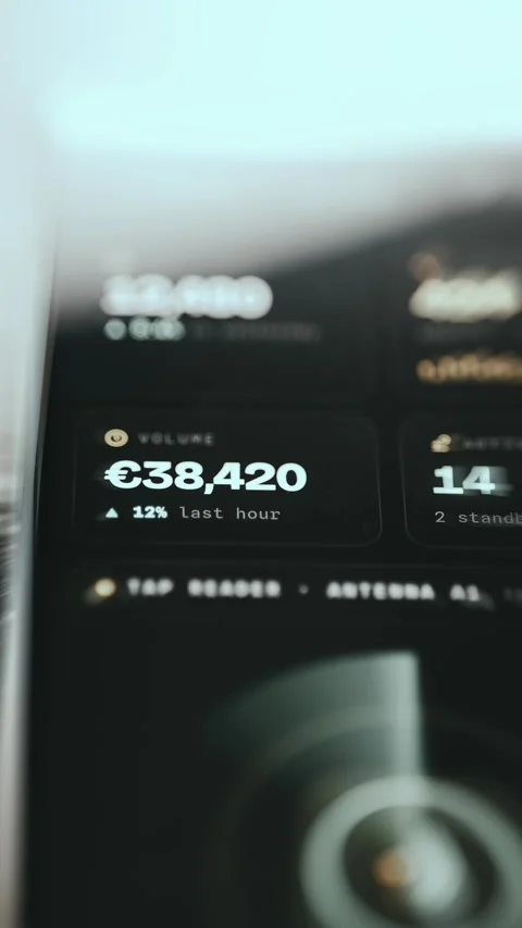 Global Supply Chain Data Touchscreen View displaying digital controls Stock-Footage 337480417