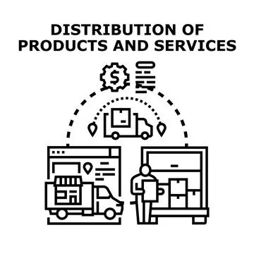 Global supply chain distributing products and services illustration Stock Illustration