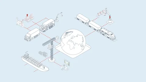 Global Supply Chain Network with AI Warehouse Automation Stock-Footage 331898541