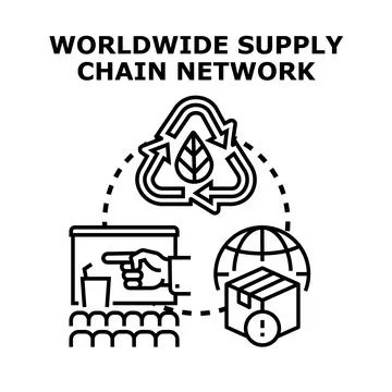 Global supply chain network optimizing sustainable logistics operations Stock Illustration