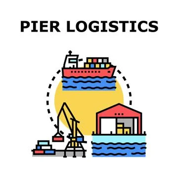 Global supply chain pier logistics operations concept Stock Illustration