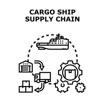Global supply chain process with logistics and delivery Stock Illustration