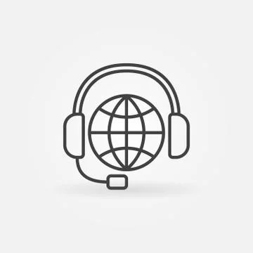 Global support line icon Stock Illustration