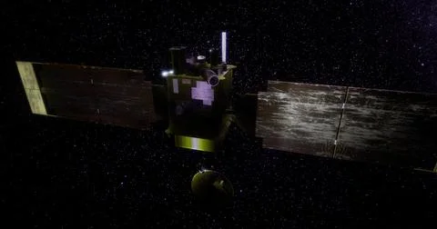 Global surveyor satellite exploring deep space for celestial research Illustrazione stock