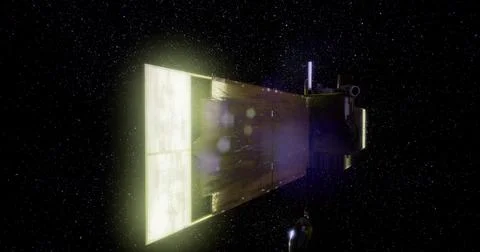 Global surveyor spacecraft in action exploring deep space environment Stock Illustration