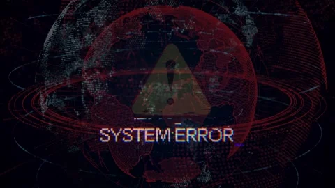 Global system error warning with pulsing red text and warning icon. Stock Footage 336479216