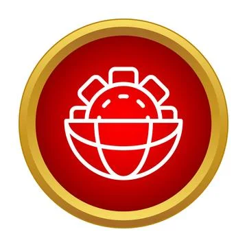 Global system working mechanism icon in red circle Stock Illustration