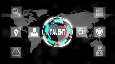 Global talent concept with infographic on map background business 動画素材 331566586