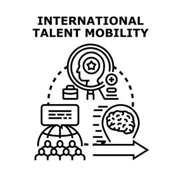Global talent mobility concept facilitating international worker relocation Stock Illustration