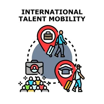 Global talent mobility process facilitating professional development Illustrazione stock