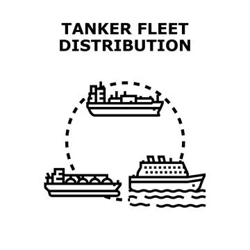 Global tanker fleet distribution logistic shipping concept Stock Illustration