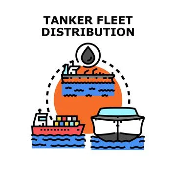 Global tanker fleet distribution logistics and maritime transportation Stock Illustration
