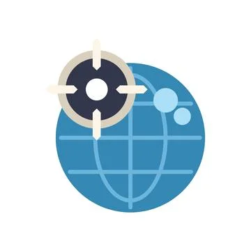 Global targeting marketing strategy with a scope over earth globe Illustrazione stock