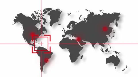 Global Targeting System on World Map or World Map Target Moving. Vídeos de archivo 330234735