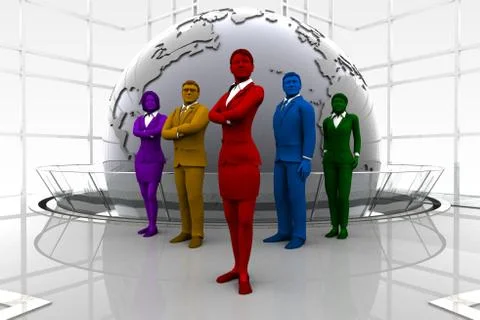 Global team in atrium lobby Illustrazione stock