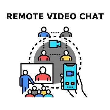 Global team connecting through remote video meeting Stock Illustration