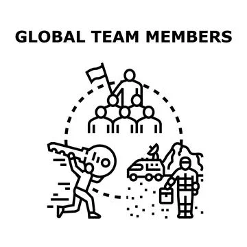 Global team exploring planet finding solution vector Stock Illustration