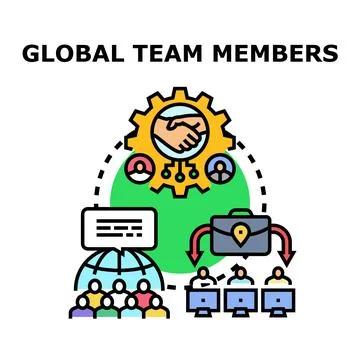 Global team members collaborating remotely as a connected business network Stock Illustration
