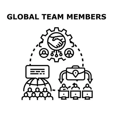 Global team members collaborating remotely as a connected business network Stock Illustration